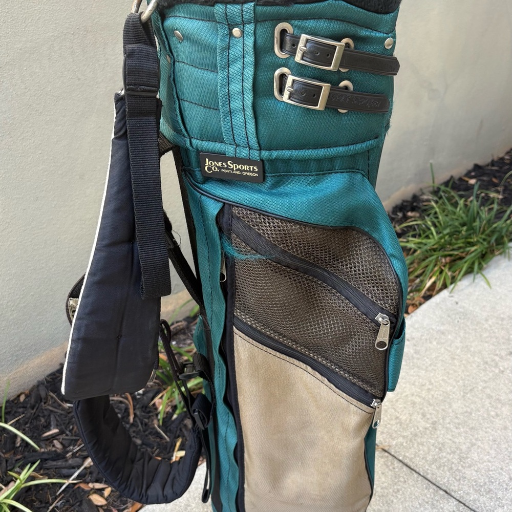 Jones Sports Co. Golf Stand Bag Green/Beige 3-way Dividers Dual Strap - Picture 2 of 8